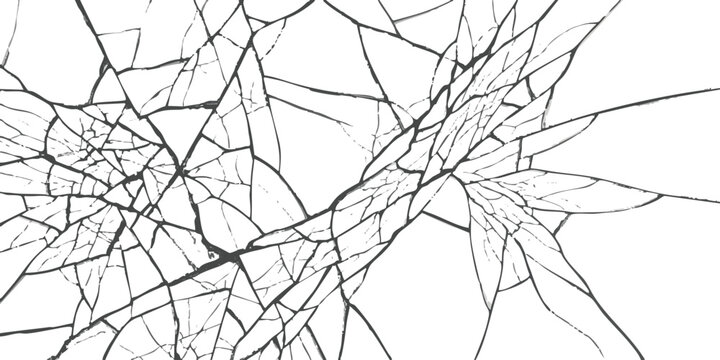 Broken glass texture with many cracks and sharp lines showing a shattered pattern on a plain surface design