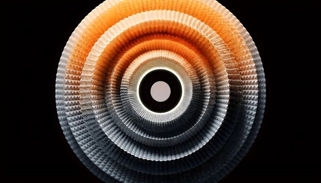 Spiral vortex motion abstract pattern with glowing orange and black gradient in dark background