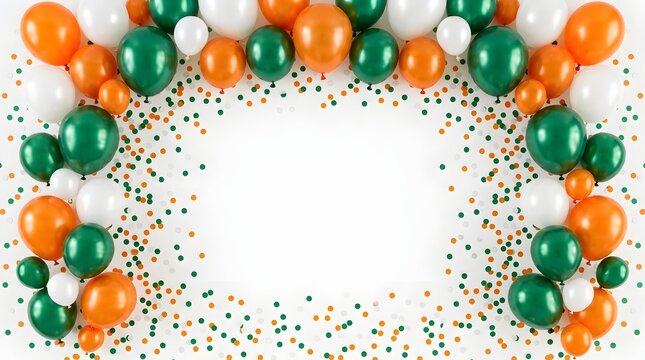 Independence day india celebrations with orange green and white balloons on august 15