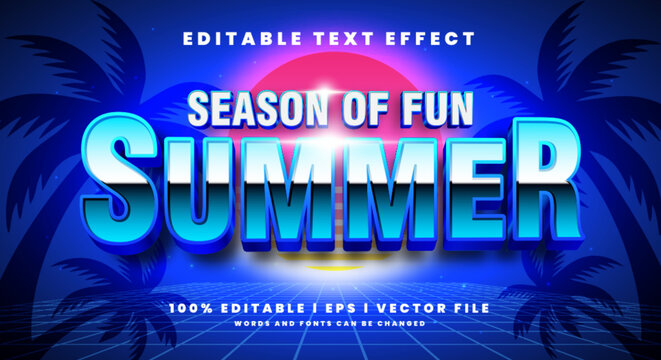 retro summer text in 80s style theme