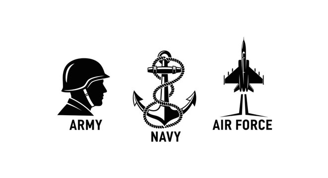 Military logos army navy air force symbols