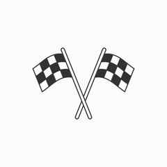 Obraz premium Two checkered flags cross each other. Simple, bold lines define the design. Ideal for racing or competitive themes. Minimalist style suits modern branding