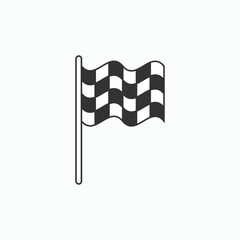 Obraz premium Checkerboard flag flutters gently on a pole. Simple design highlights racing or competition themes. Ideal for motorsports, events, or sports-related visuals