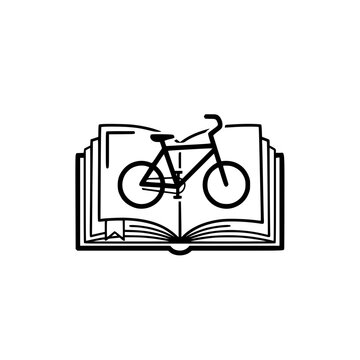 Vector illustration of bicycle on open book, education, learning