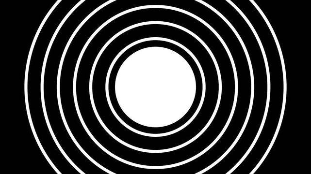 Smooth Concentric Ripple Expand Transition Animation, Clean Luma Matte Black and White 4K 60fps Overlay