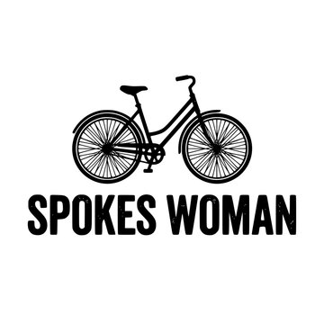 Vector illustration of a bicycle with 'SPOKES WOMAN' text, vector illustration