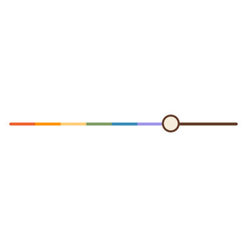 Retro 90s desktop computer slider adjustment bar with rainbow pride accent scale isolated on white background. Nostalgic Y2K technology dashboard widget design element for LGBTQ pride month. Vector