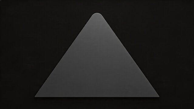 Minimalist black triangle geometric shape isolated on dark background for graphic design projects, abstract symbol or logo element with clean lines and modern aesthetic appeal