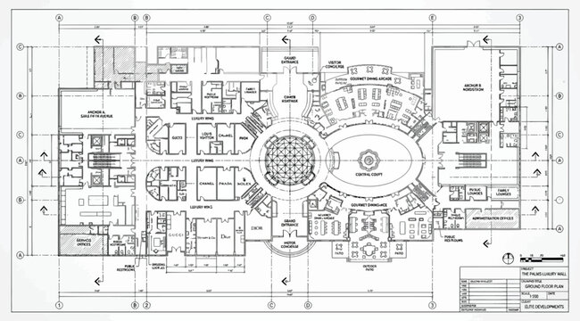 Detailed architectural floor plan of a commercial building interior
