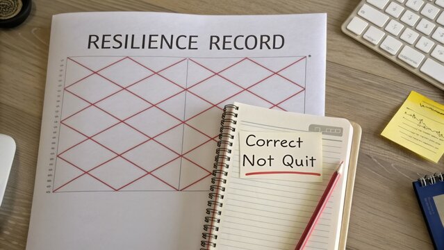 Resilience Record Chart with Motivational Note on Desk for Personal Growth and Achievement Tracking