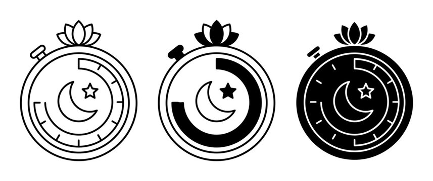 Ramadan, crescent moon and star icons, vector set
