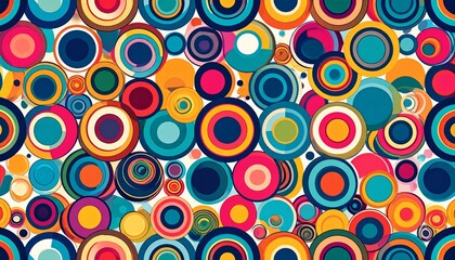 Fototapeta premium Vibrant Retro Geometric Circles Pop Art Pattern Wallpaper