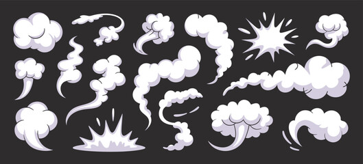 Obraz premium smoke comic impact burst blast cartoon vector effect collection