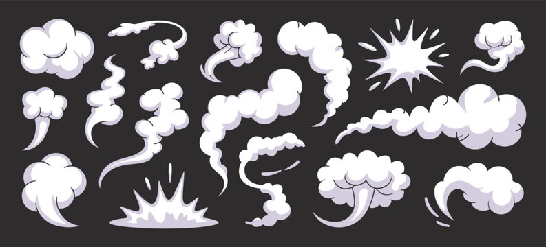 smoke comic impact burst blast cartoon vector effect collection