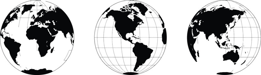 globe planet illustration showing africa americas asia pacific views © AIcon Star