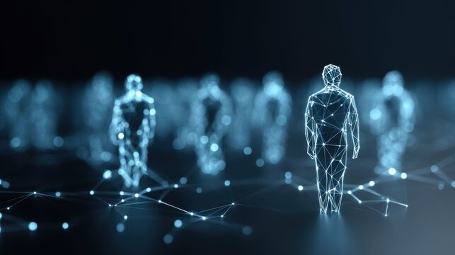 Digital human network connections and artificial intelligence concept