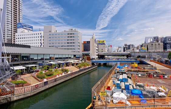 大阪ミナミ キャナルテラス堀江 道頓堀川となにわ筋線の工事