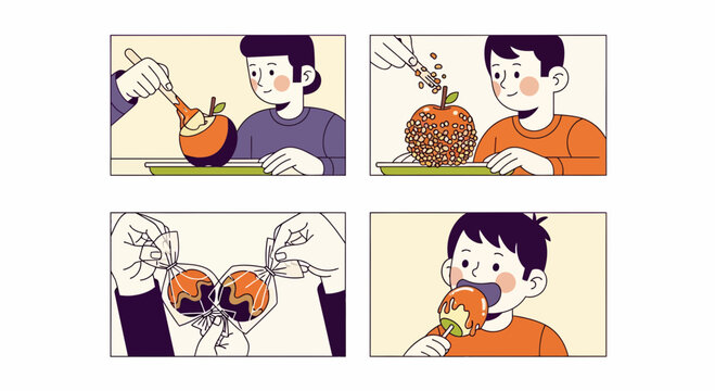 Steps to make sweet candy apple with nut and kid eat it at home now