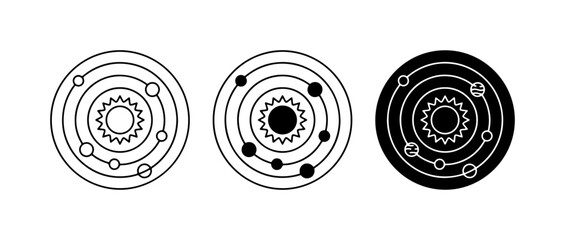 Solar System Icons, Planetary Orbits, Celestial Bodies, Space Science Vector Graphics © Shariful