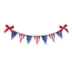 Obraz premium USA Flag Bunting Garland Patriotic Decoration Independence Celebration Party Banner Concept.
