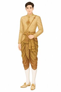Thai Traditional Male Costume - Rattanakosin Style Illustration
