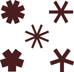 Obraz premium Set of various star and asterisk symbols in dark brown color