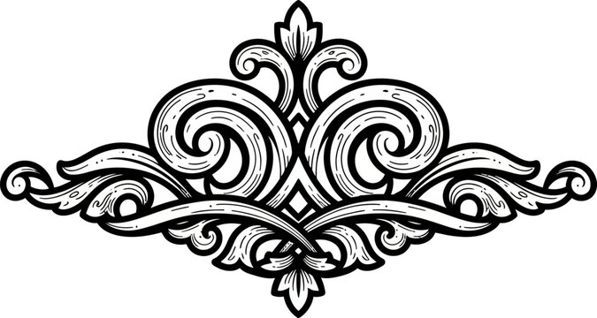 Elegant Vintage Ornament with Swirling Leaves and Flourishes Design.