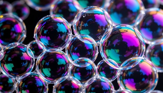 Colorful Macro Iridescent Soap Bubble Network
