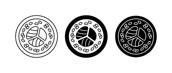 Sushi Icons, Japanese Food Vector Graphics, Maki Rolls, Asian Cuisine Symbols © Mahir