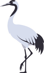 Obraz premium Elegant Red-Crowned Crane Standing on One Leg Illustration.