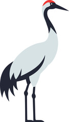 Obraz premium Elegant Red-Crowned Crane Illustration - Graceful Bird in Vector Style.
