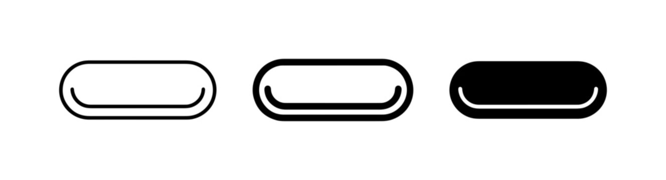 Simple Oval Button Icons, Set of 3, UI Elements, White and Black
