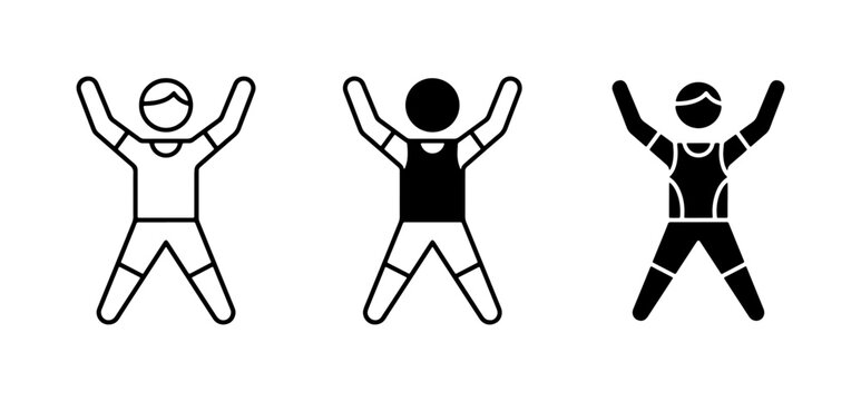 Jumping Jack Icons: Fitness Exercise Figures, Workout Silhouette, Active Lifestyle Symbols