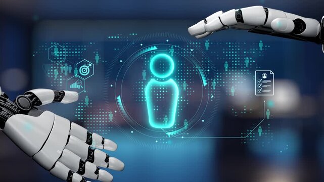 AI artificial intelligence transforms hiring with digital recruiters, virtual HR assistants, and smart matching tools for modern talent acquisition. Epoch