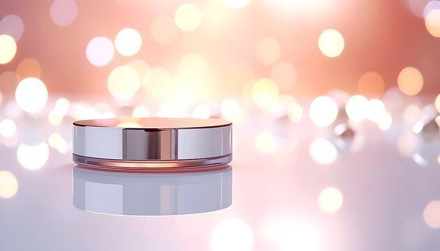 Shiny silver wedding band on reflective surface.