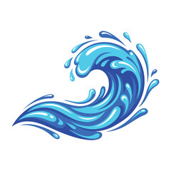 Fototapeta premium Blue Ocean Wave Splashing with White Background Symbolizing Nature and Marine Themes 