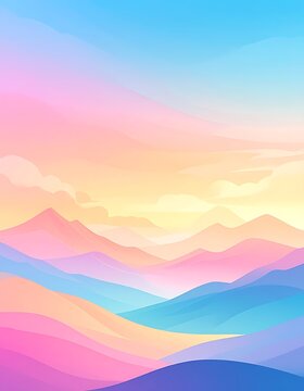 Vibrant colorful mountain range landscape sunset.
