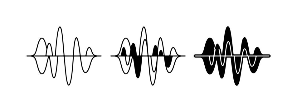 Sound Waveform Icons, Audio Signal Graphics, Music Waveform Visualizations
