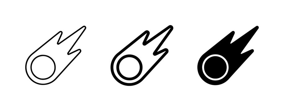 Meteor Icons, Comet Symbols, Falling Star Graphics, Space Celestial Event Vector Set
