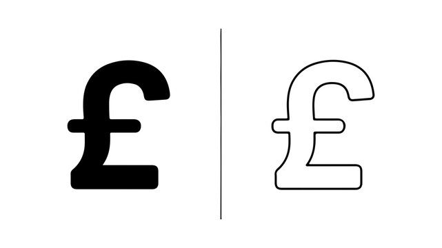 Black and Outline British Pound Sterling Currency Symbols