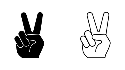 Fototapeta premium Two Variations Of Peace Sign Hand Gesture Icons