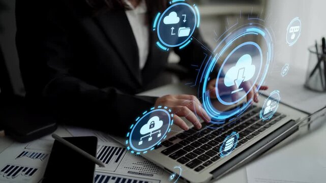 Cloud computing, cloud strategy, and cloud technology transforming digital infrastructure with scalable services, secure data storage, and cloud-based digital business solutions. Funnel