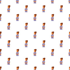 Girl characters with crossed arms creating an abstract seamless repeating pattern © nsit0108