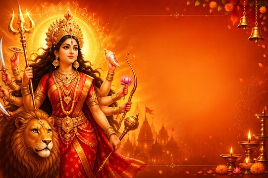 Godess Durga on Maha Navratri, Navadurga, Durga Puja, Sharad Navratri, Jyeshtha Shukla Ashtami/Masik Durga Ashtami, Mahanavami, Vijayadashami, Dussehra, Durga/Mahakali/Jagadamba, Bhavani