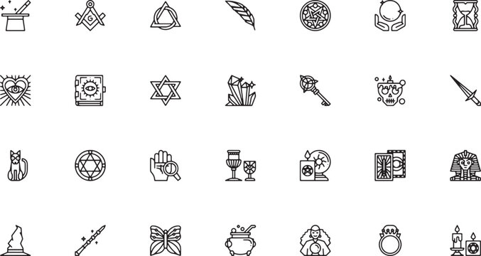 Esoteric, Magic, and Witchcraft Line Art Icon Collection