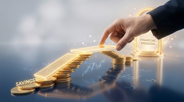Architecting a golden bridge of accumulated savings and strategic investments, meticulously paving the pathway towards achieving robust financial independence and long-term prosperity