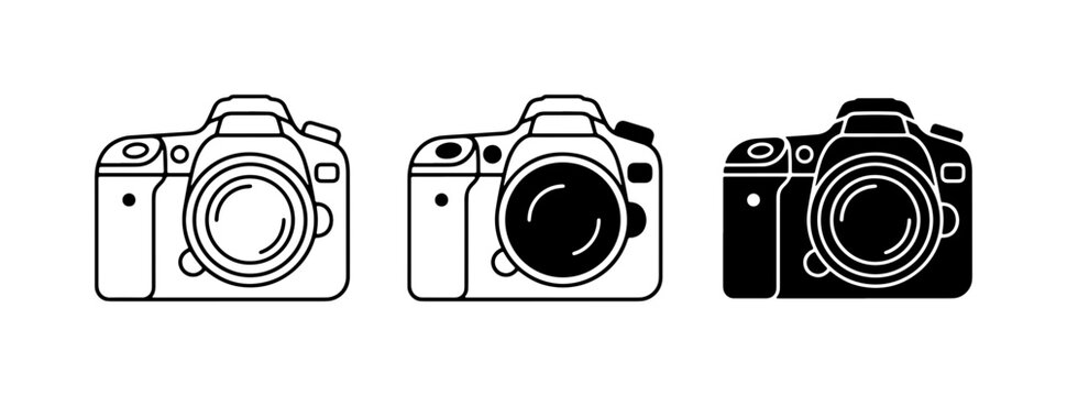 Digital Camera Icons, DSLR Camera Vector Art, Photography Equipment Set