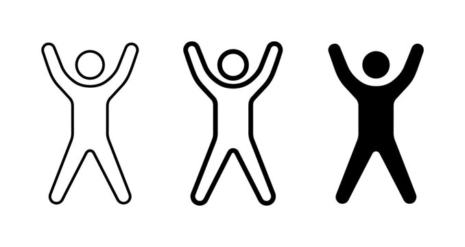 Jumping Jack Icons, Exercise Silhouette, Fitness Star Jump, Simple Human Figure Vector Set