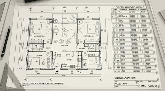 Architectural floor plan of a residential apartment unit showing furniture layout and dimensions