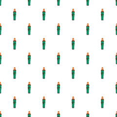 Obraz premium Red haired woman wearing a green dress creating a seamless pattern
